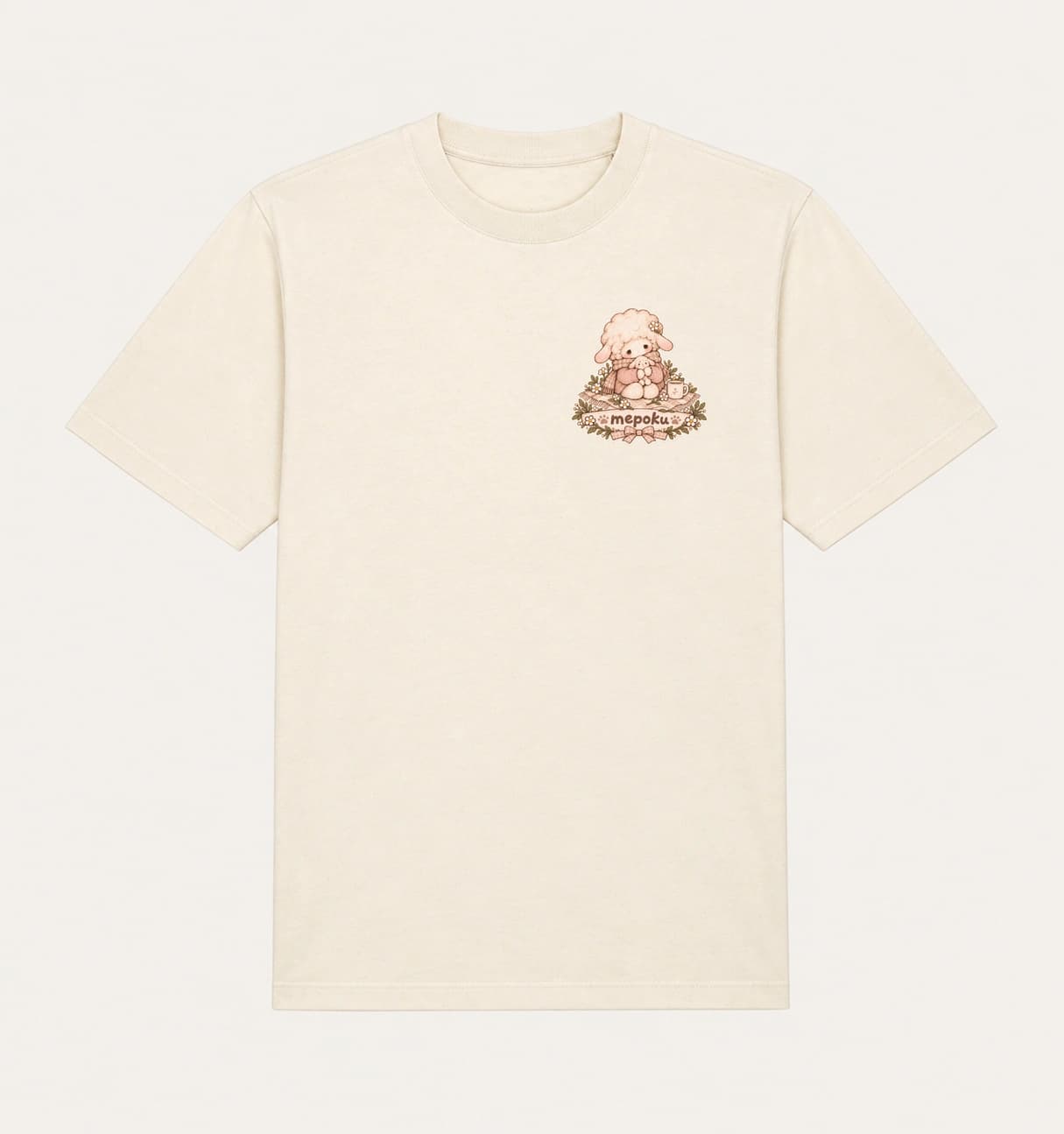 Mello design on a cream tee